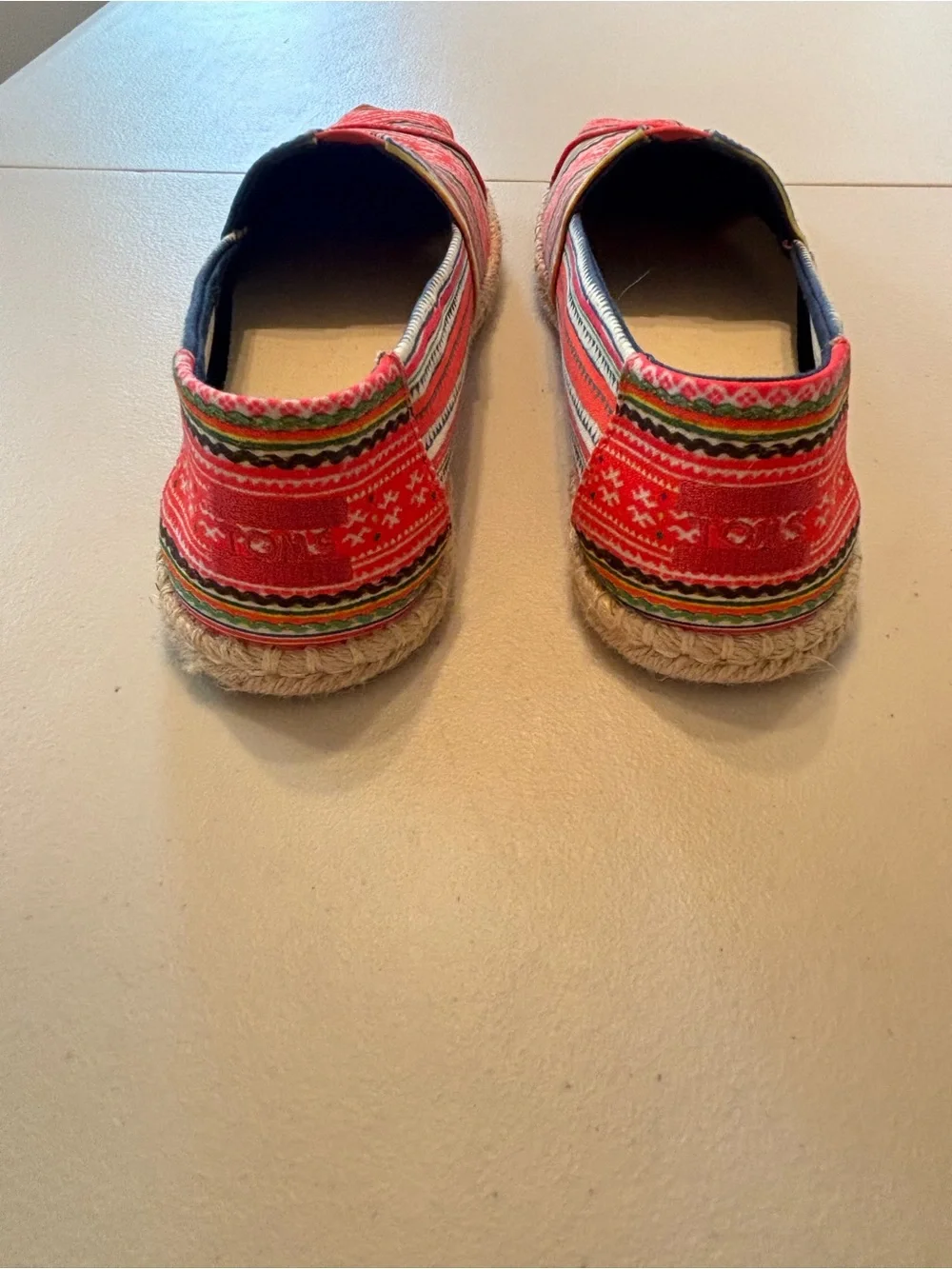 TOMS Women’s Red Multicolor Striped Espadrilles 8.5